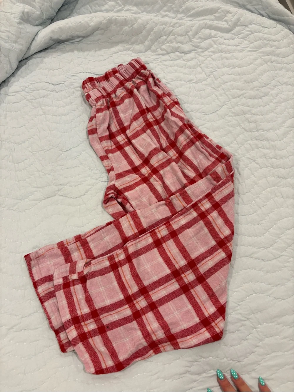 Red Plaid Elastic-Waist Pajama Bottoms